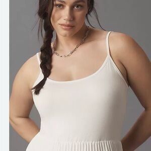 Anthropologie White Pleated Maxi Slip Dress. Lined.